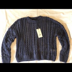 Kendall+Kylie Denim blue Cable Knit sweater.